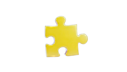 Yellow Puzzle Piece Isolated on White Background