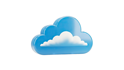 3D Cloud Icon on White Background