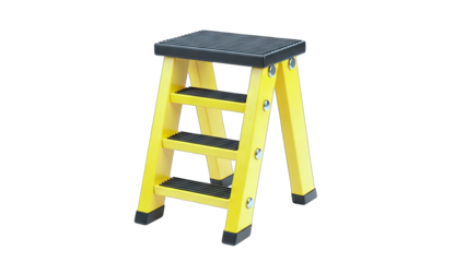 Yellow Step Stool on White Background