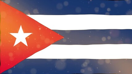 Cuban flag illustration with bokeh lights effect
