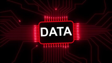 Digital data processing circuit board. Digital data network with circuit board and processor. Futuristic technology system and AI information concept. Data passing concept. - Powered by Adobe