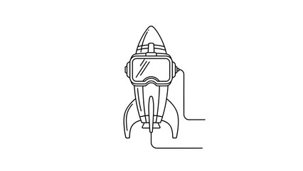 Rocket VR, Virtual Reality Startup, Innovation, Line Art