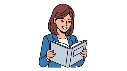 Woman Reading Book Illustration, Education, Learning, Knowledge