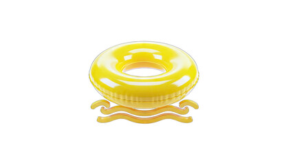Yellow inflatable ring floating on water - 3D render