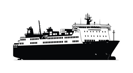 Obraz premium Detailed black ship outline against a white background showcasing a bold silhouette