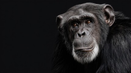 Close-Up Portrait of a Realistic Chimpanzee on Dark Background