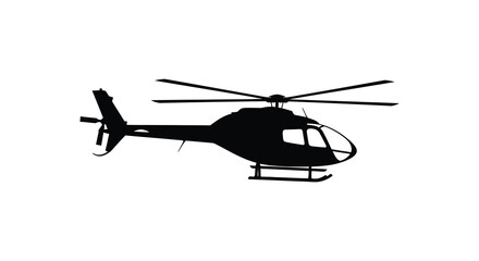 A striking black helicopter design sharply defined against a white background a powerful silhouette © AL-AMIN