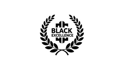 Obraz premium Black excellence award logo with laurel wreath and geometric design on white background