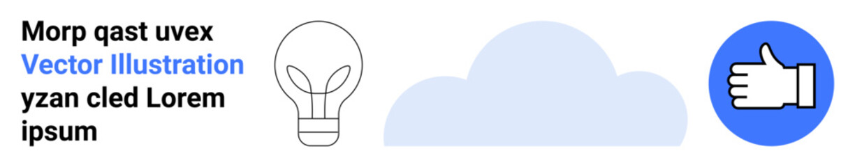 Innovation, cloud technology, positivity, creative ideas, networking, success concepts. A lightbulb, cloud and thumbs-up icon arranged in a clean layout. Innovation and cloud technology concepts