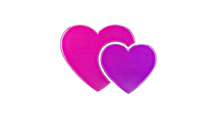 Two Hearts Overlapping on White Background