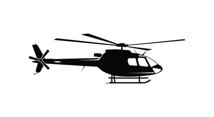 A striking black helicopter design is prominently displayed showcasing its form as a silhouette