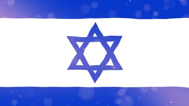 Israeli Flag Graphic with Bokeh Lights Background
