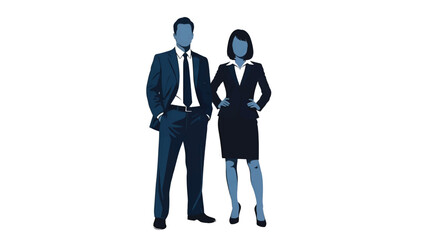 Two business partners in dark suits stand together, faceless, confident and professional poised now!