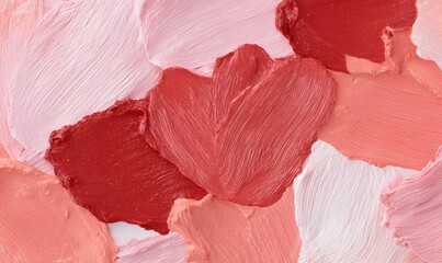 Desktop acrylic paint wallpaper with heart shapes, soft red color tones