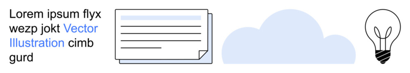 Cloud technology, creative solutions, digital storage, innovative ideas, data management, information sharing. A cloud with a document illustration and a light bulb. Cloud technology and creative © robu_s