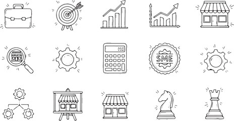 Collection of Business and Finance Icons for Digital and Print Media. © traphics