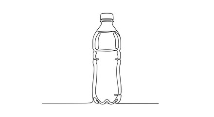 Minimalist Line Drawing of Plastic Water Bottle