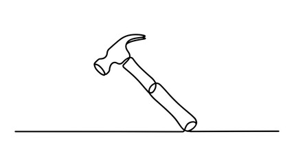 Minimalist Line Icon of Claw Hammer