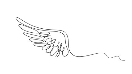 Minimalist One Line Drawing of Angel Wing