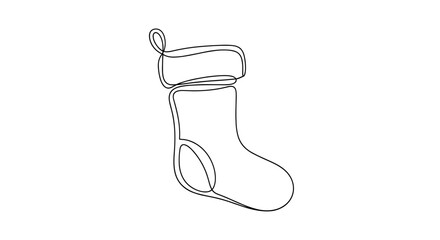 Minimalist One Line Drawing of Christmas Stocking