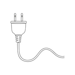 Minimalist One Line Drawing of Electric Plug and Cable