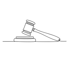 Minimalist One Line Drawing of Judge Gavel Vector Illustration