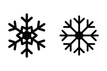 Minimalist black snowflake icons representing winter, cold, and festive decoration