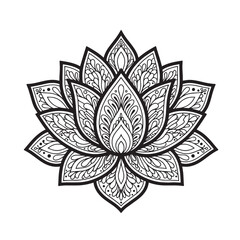 Lotus flower. Decorative ornament for coloring book. Illustration on transparent background