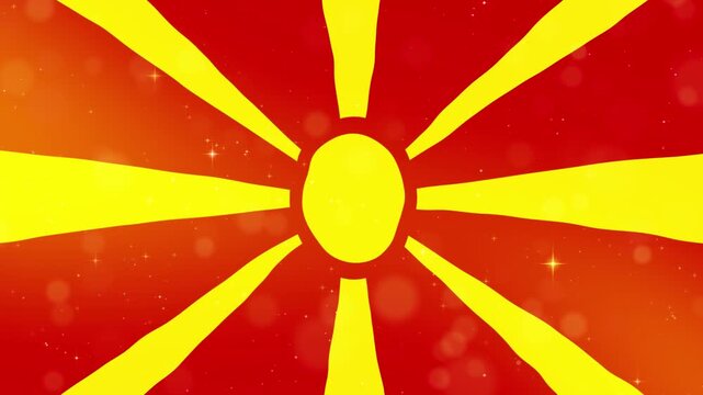 Macedonia Flag with Abstract Sparkling Bokeh Background