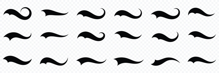 Swoosh and swash typography tails shape. Baseball swoosh text tails in retro style. Sporty underline swash strokes for vintage typography and font design. eps10