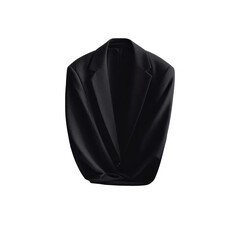 A black blazer suspended in mid-air representing professionalism. or transparent background