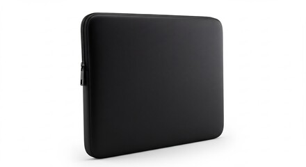 白い背景に映える洗練されたミニマルな黒いノートPCケース スタイリッシュにデバイスを保護する現代的なデザイン. AI Generated