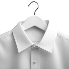 Classic white shirt hanging on a hanger, ideal for fashion displays. or transparent background