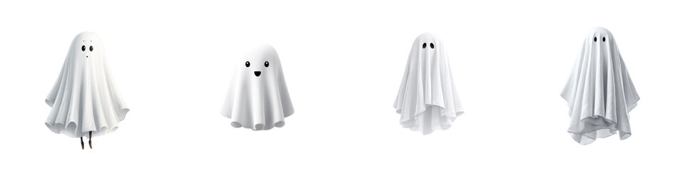 Fototapeta premium Cute Cartoon Ghosts: Halloween Vector Illustration Set