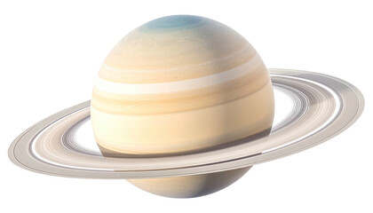 Realistic rendering of a gas giant planet with prominent surrounding rings