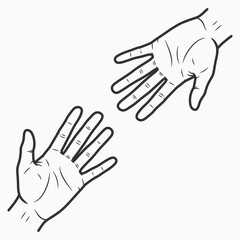 Obraz premium Open Hand Gesture Illustration Set Line Art Style