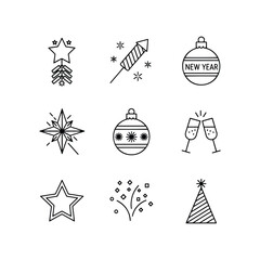 Fototapeta premium Christmas holiday winter icon vector set decoration snowflake celebration newyear gift snow illustration festive explosion sparkle burst excite signs shining swirl clip art excitement visual starry