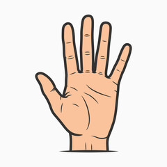 Open Palm Hand Illustration Flat Style Isolated
