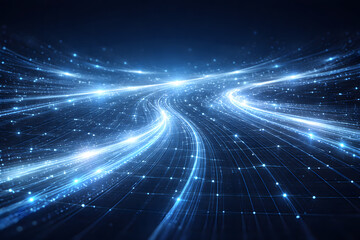 Abstract digital data stream flowing through a network, representing high-speed internet and global connectivity.