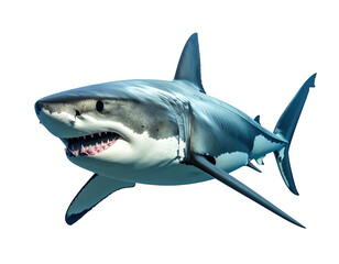 Fototapeta premium A powerful white and gray shark showing menacing teeth