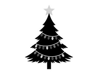 Obraz premium Stylized black christmas tree with lights and star