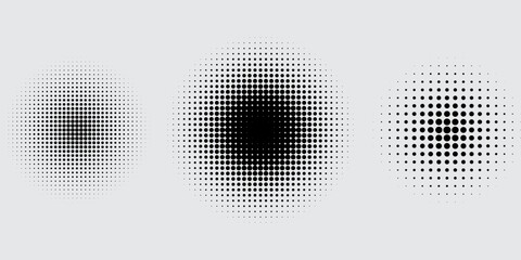 Set of black halftone dots backgrounds. vector modern dots halftone arts