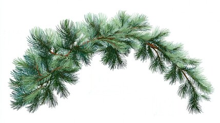 Obraz premium Festive pine branch arch isolated on white background