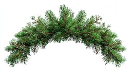 Festive pine branch arch isolated on white background