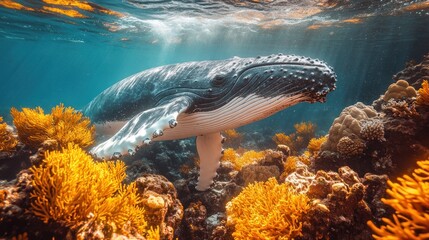 Humpback whale in coral reef (3)