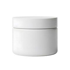 Simple white cosmetic jar with lid mockup on transparent background
