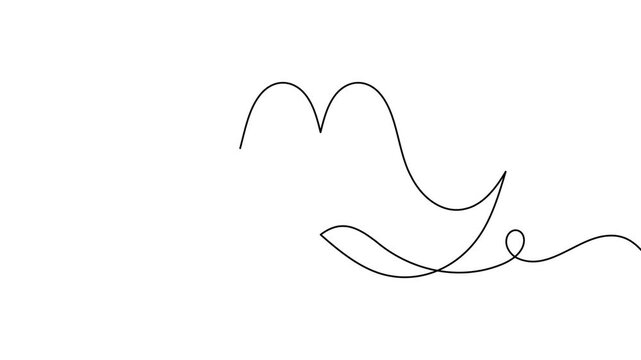 Mustache icon continuous one line drawing single art fashionable men's style barbershop 4k animation video
