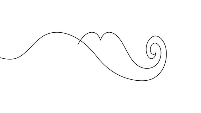 Mustache icon continuous one line drawing single art fashionable men's style barbershop 4k animation video