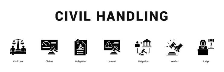 Civil Handling Modern and clean web banner illustration featuring thematic icons for visual communication