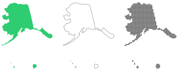 Map USA States Alaska Outline Dots